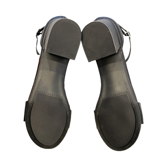 LONDON FOG Nikki Low Ankle Strap Pump Sandal Black Smooth 9.5 - Picture 6 of 7